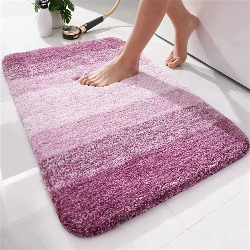 Luxury Bath Mat U-Shaped Bathroom Rugs Extra Soft Absorbent Microfiber Foot Mat Non-Slip Plush Toilet Rugs Shower Carpet