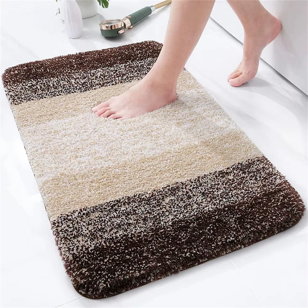Luxury Bath Mat U-Shaped Bathroom Rugs Extra Soft Absorbent Microfiber Foot Mat Non-Slip Plush Toilet Rugs Shower Carpet