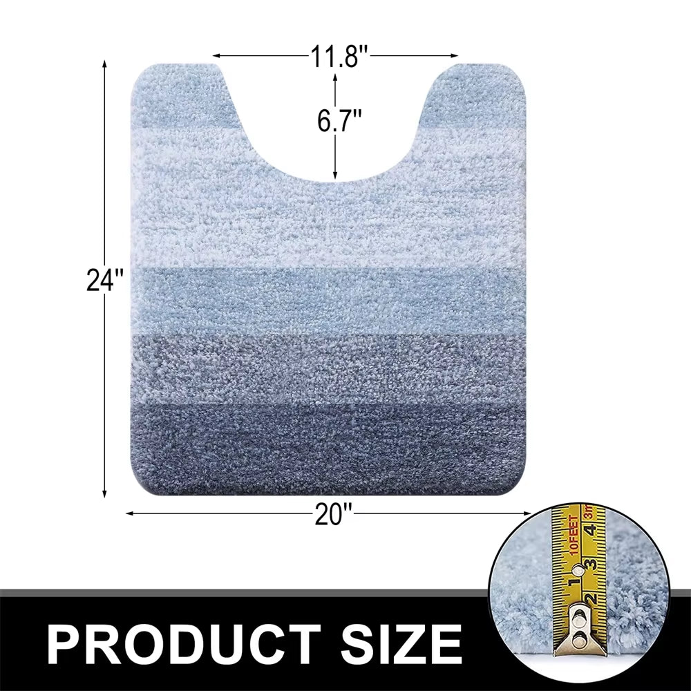 Luxury Bath Mat U-Shaped Bathroom Rugs Extra Soft Absorbent Microfiber Foot Mat Non-Slip Plush Toilet Rugs Shower Carpet
