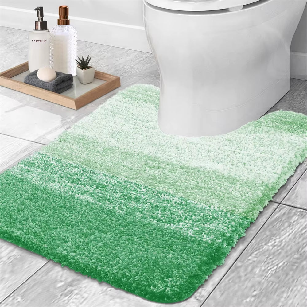 Luxury Bath Mat U-Shaped Bathroom Rugs Extra Soft Absorbent Microfiber Foot Mat Non-Slip Plush Toilet Rugs Shower Carpet
