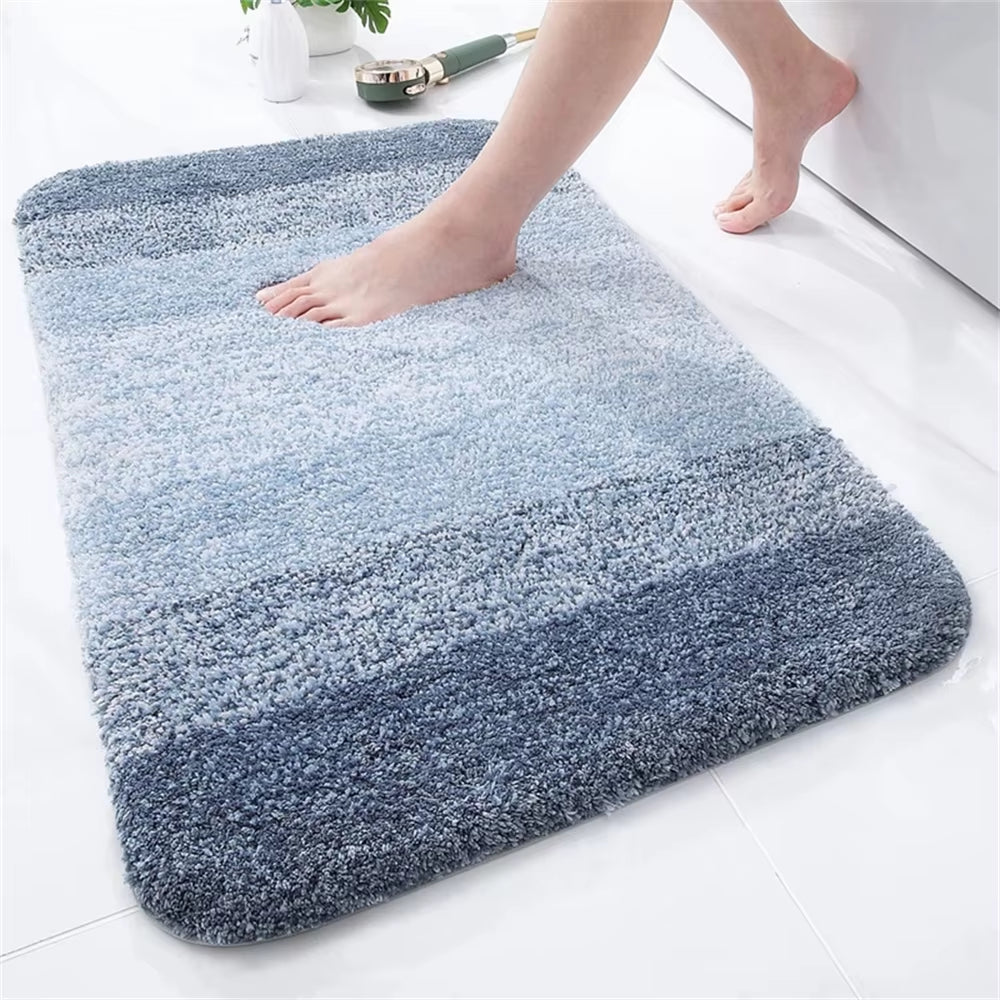 Luxury Bath Mat U-Shaped Bathroom Rugs Extra Soft Absorbent Microfiber Foot Mat Non-Slip Plush Toilet Rugs Shower Carpet