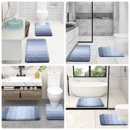 Luxury Bath Mat U-Shaped Bathroom Rugs Extra Soft Absorbent Microfiber Foot Mat Non-Slip Plush Toilet Rugs Shower Carpet